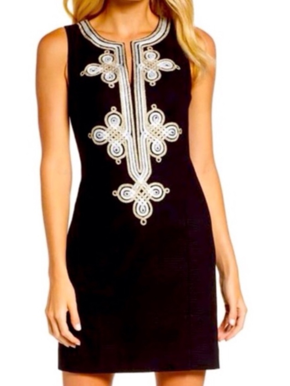NWT Lilly Pulitzer MILA Shift Dress ONYX Black GOLD & SILVER Soutache Sz 4 $198